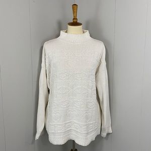 Vintage 90's White Stag Mock-Neck Ivory Sweater